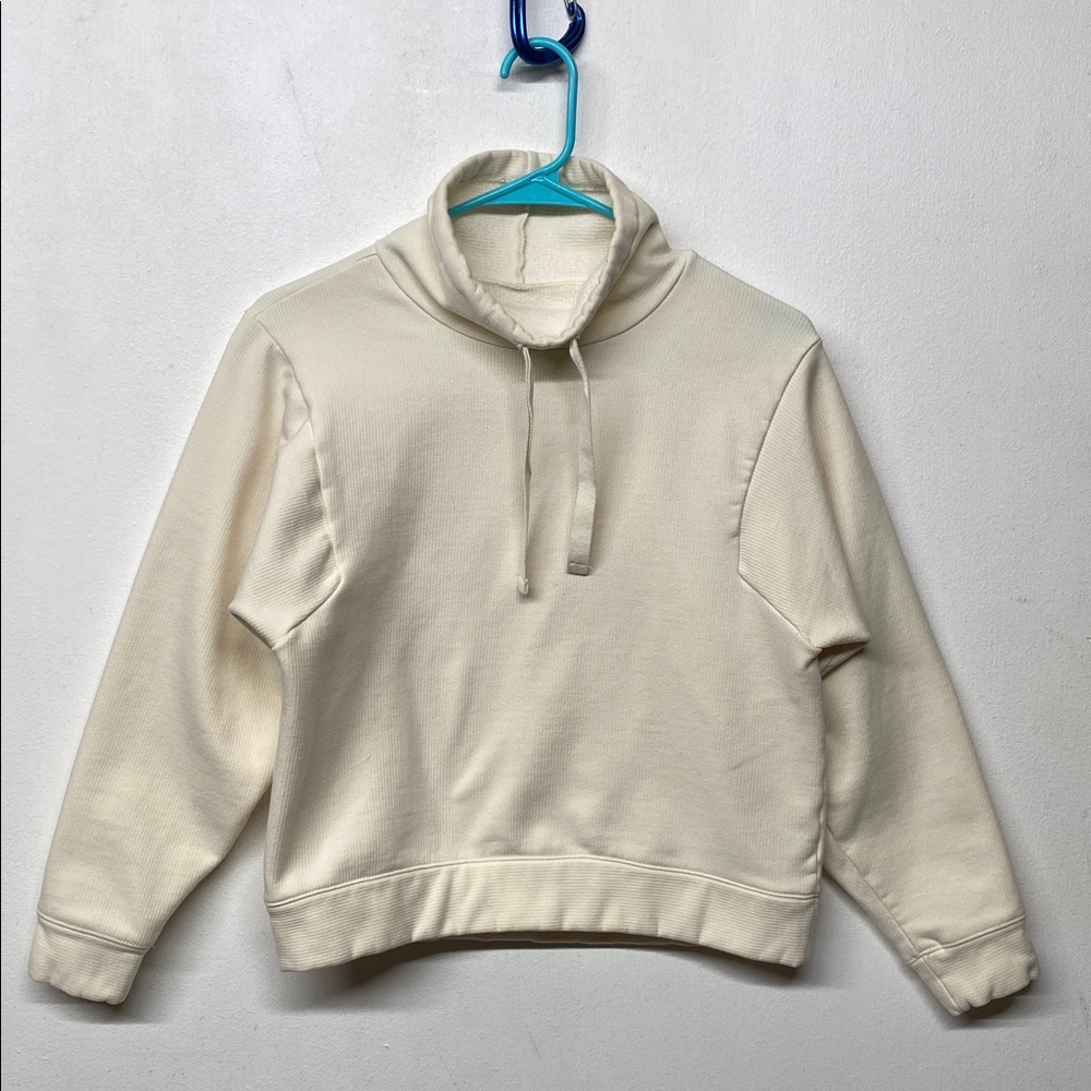 Madewell Womens Ribbed Funnel Neck Pullover Sweatshirt XS Cream Like New